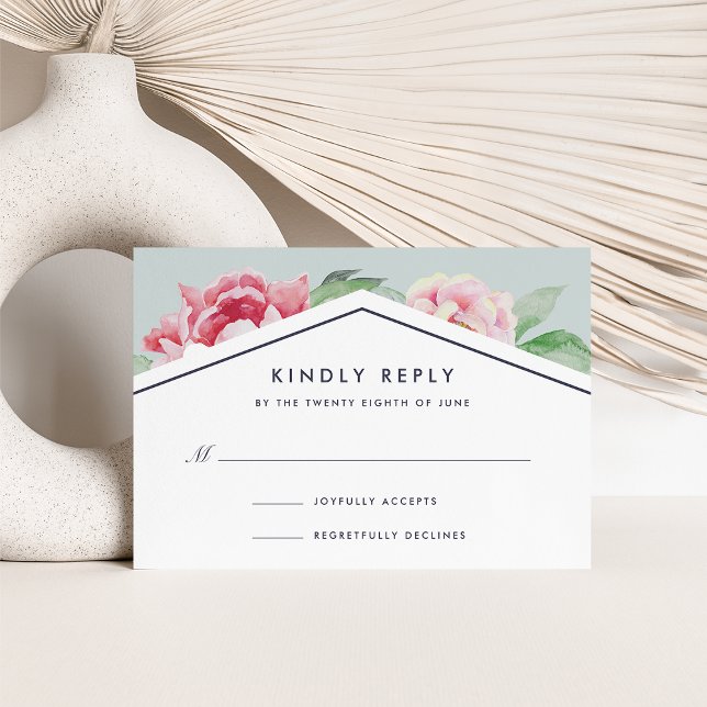 Carte RSVP Antique Peony | Vider et vider (Créateur téléchargé)