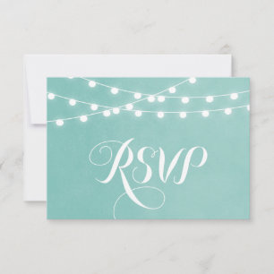 Carte RSVP Aqua String Lights Wedding