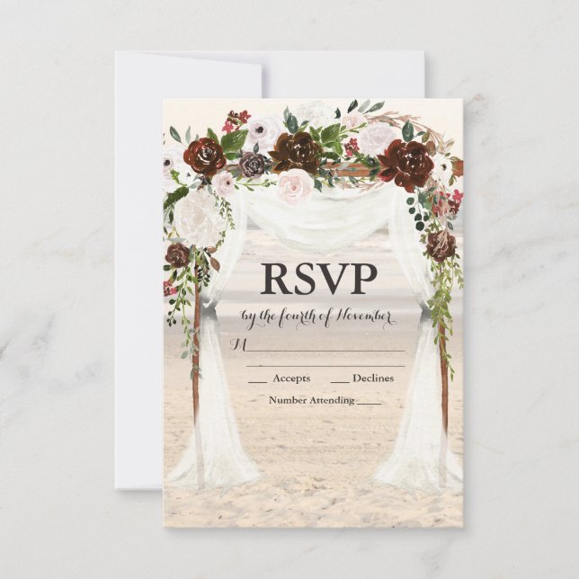 Carte RSVP Arbour Mariage Plage (Devant)