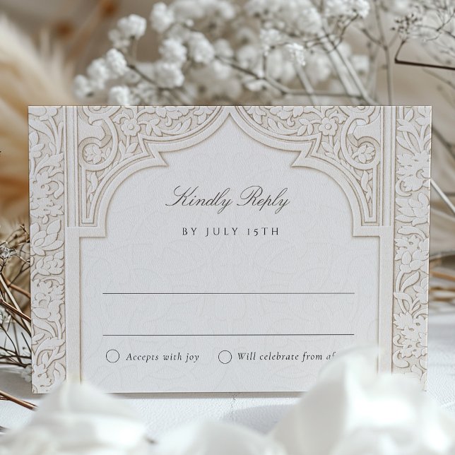 Carte RSVP Arc Islamique Exquise pour Mariage (Créateur téléchargé)