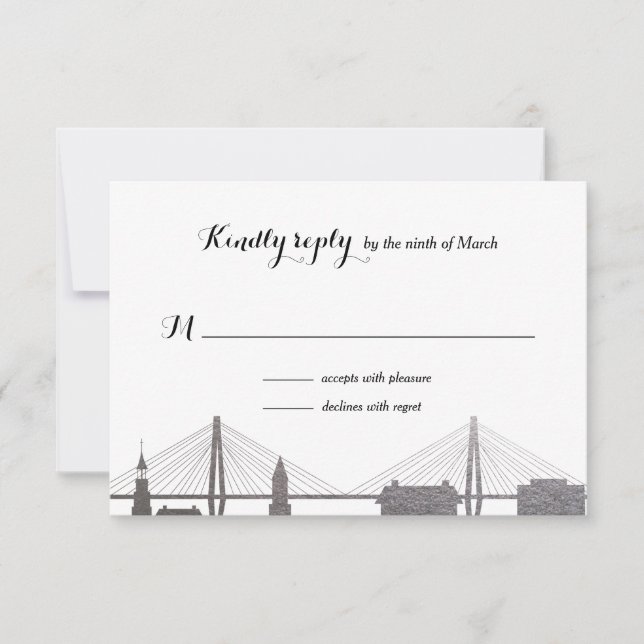 Carte Rsvp Argent Charleston Caroline du Sud Faux (Devant)