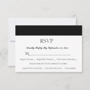 Carte RSVP au choix pour le repas Mariage noir bla