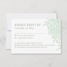 Carte RSVP avec choix de menu de mariage simple Eu