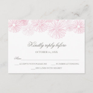 Carte RSVP avec Fleurs - Baptême de fille, Communi