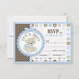 Carte RSVP avec POINTS Bleus Teddy Bear