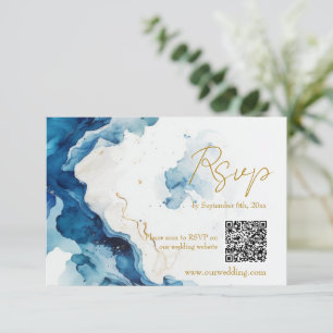 Carte RSVP AZURE Marble Dreams Gala QR Code