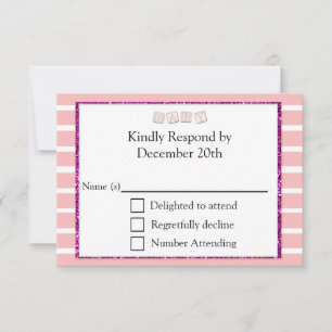 Carte RSVP Baby shower rose