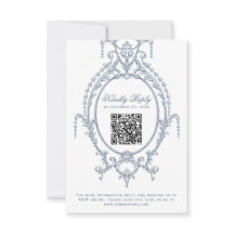Carte RSVP Baroque Ornat Bleu Français Code QR