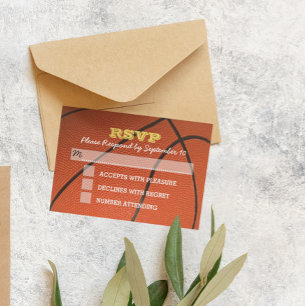 Carte RSVP Basketball Gold Bar Mitzvah