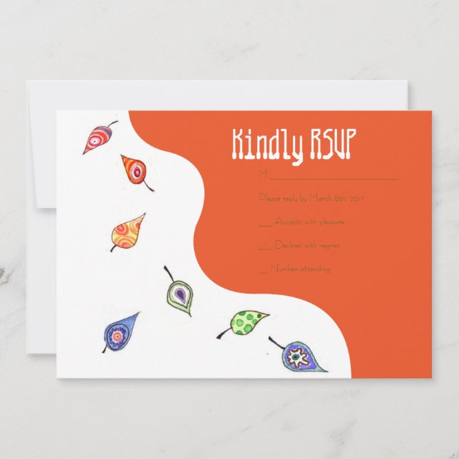 Carte RSVP Bat mitzvah Feuille des oiseaux et des  (Devant)