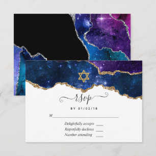 Carte RSVP Bat mitzvah Galaxy Agate