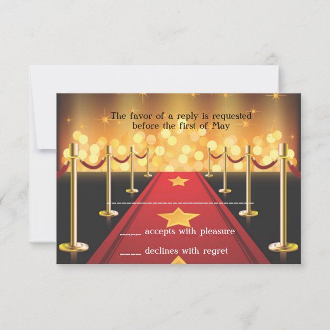Carte RSVP Bat mitzvah Red Carpet Hollywood (Devant)