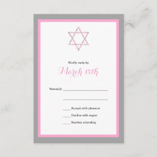 Carte RSVP Bat mitzvah rose Floral Star