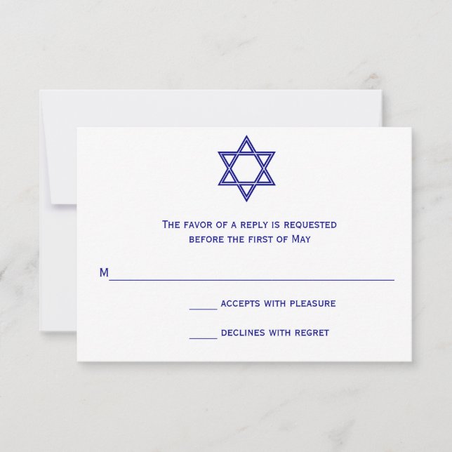 Carte RSVP Bat mitzvah Star de David Chevron (Devant)