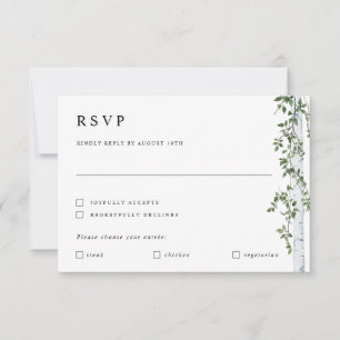 Carte RSVP Birch Tree avec Mariage de préférence d