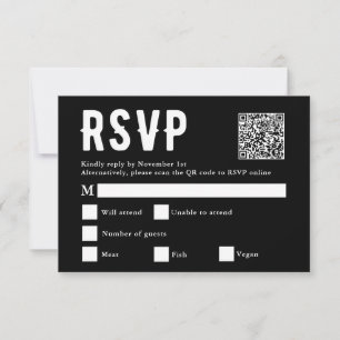 Carte RSVP Black Meice Choice Mariage Scan Qr Code