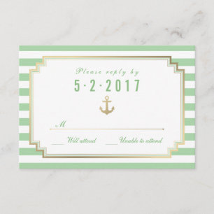 Carte RSVP blanche à menthe marine élégante