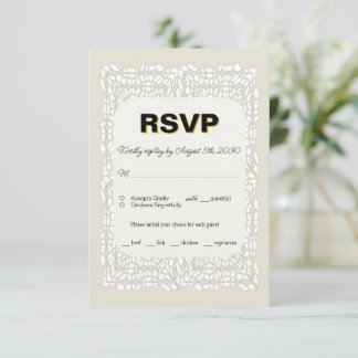 Carte RSVP blanche élégante personnalisée pour mar