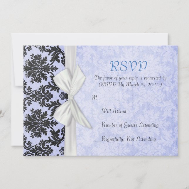 Carte RSVP bleu bleu romantique (Devant)
