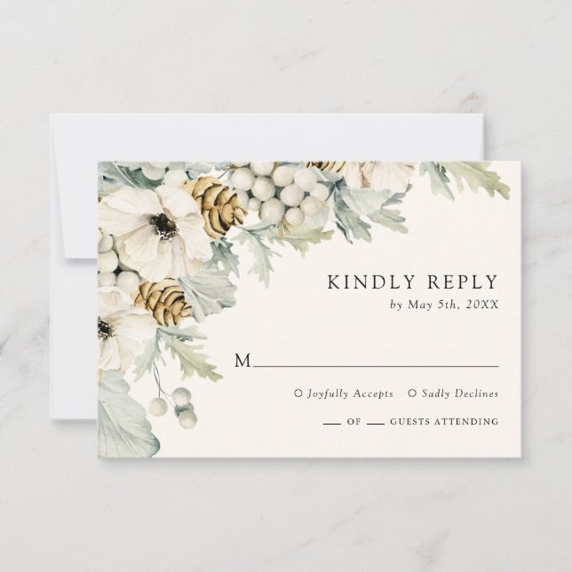 Carte RSVP bleu Dusty hiver (Devant)