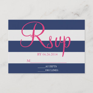Carte RSVP bleu et rose marine