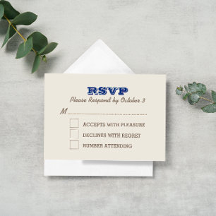 Carte RSVP bleu marine et argent