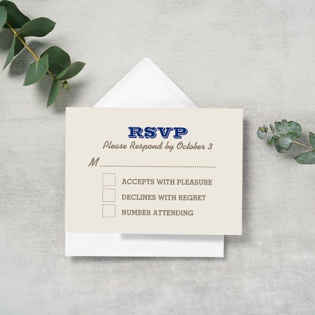 Carte RSVP bleu marine et argent (Créateur téléchargé)