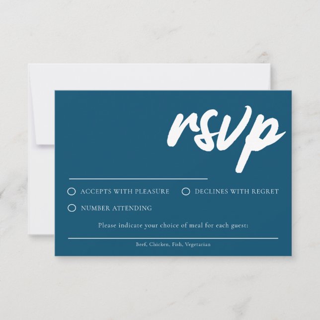 Carte RSVP bleu marine simple avec choix de repas (Devant)