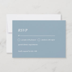 Carte RSVP bleu poussiéreux simple