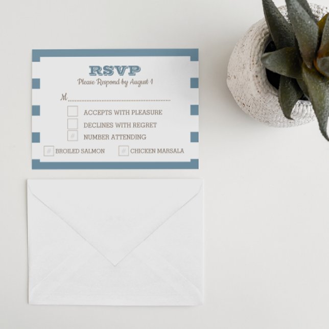 Carte RSVP Bleue Bleu Bande Nautique (Créateur téléchargé)