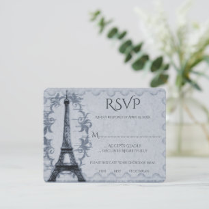 Carte RSVP Blue Eiffel Tower Wedding