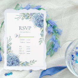 Carte RSVP Blue Floral Hydrangea
