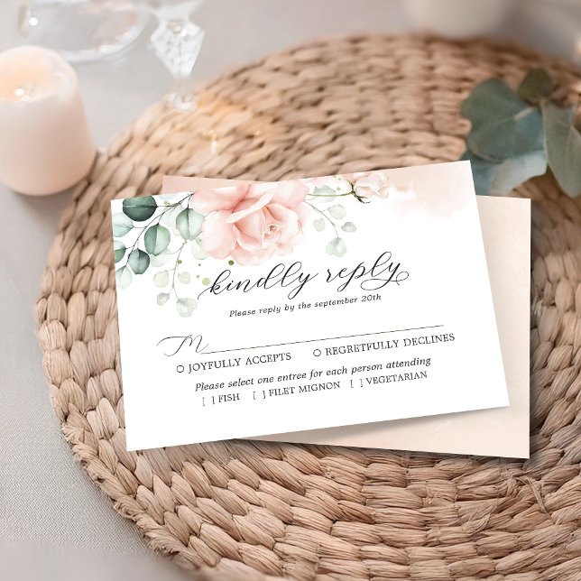 Carte RSVP Blush Pink Bloom Wedding (Créateur téléchargé)