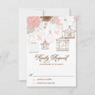 Carte RSVP Blush Pink Whimsical Birdcages