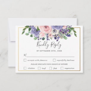 Carte RSVP Blush Purple Florple Mariage