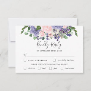 Carte RSVP Blush Purple Florple Mariage