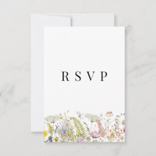 Carte RSVP Boho Beige Fleur sauvage Printemps été
