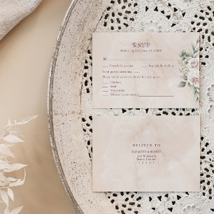 Carte RSVP Boho Blush Rose Floral Wedding