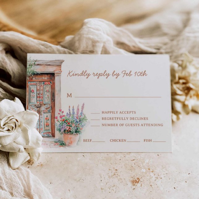 Carte RSVP Boho Destination Wedding (Rustic Destination Wedding RSVP Card)
