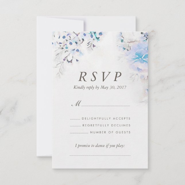 Carte RSVP Boho Fleur Bleu clair Aquarelle fraîche (Devant)