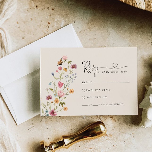 Carte RSVP Boho Fleur sauvage Wedding (Créateur téléchargé)