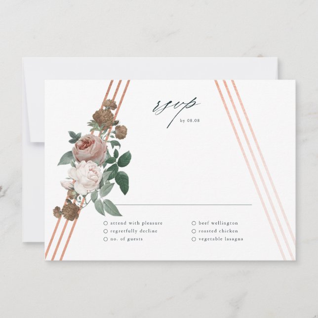 Carte RSVP Boho Floral Géométrique Mariage (Devant)