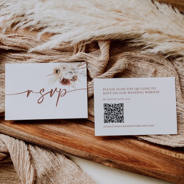 Carte RSVP Boho Floral Wedal avec code QR (Créateur téléchargé)