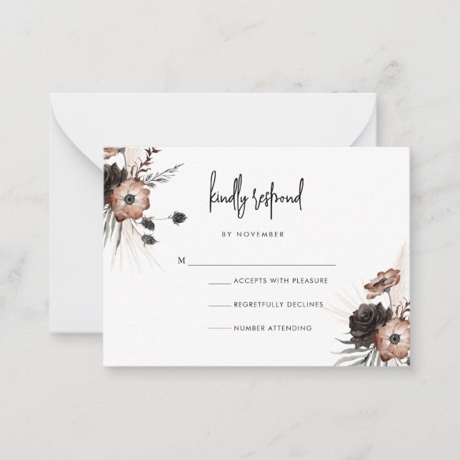 Carte RSVP Boho Goth Script moderne (Devant)