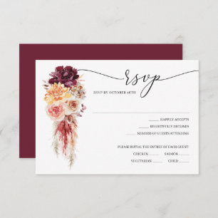 Carte RSVP Boho Pampas Mariage Grass