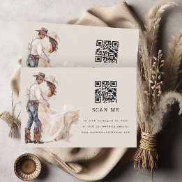 Carte RSVP Boho Western Ranch Mariage QR Code RSVP