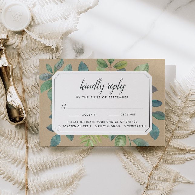 Carte RSVP Botanica Kraft Avec Choix De Repas (Créateur téléchargé)