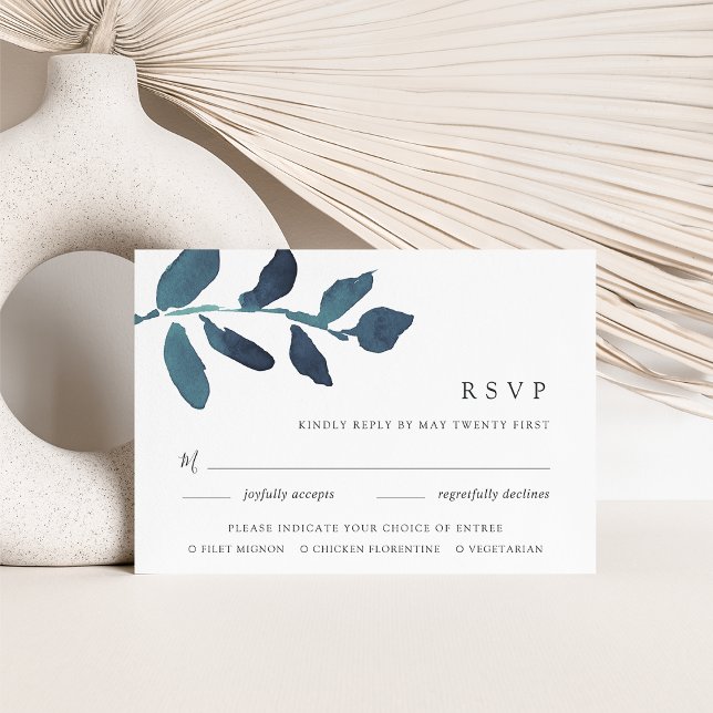 Carte RSVP Botanique Pressée | Ultramarine (Créateur téléchargé)