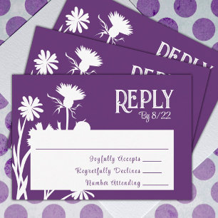 Carte RSVP botanique violet moderne