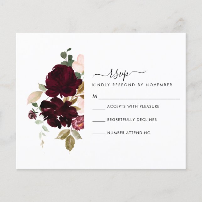 Carte RSVP Bourgogne et crème (Devant)